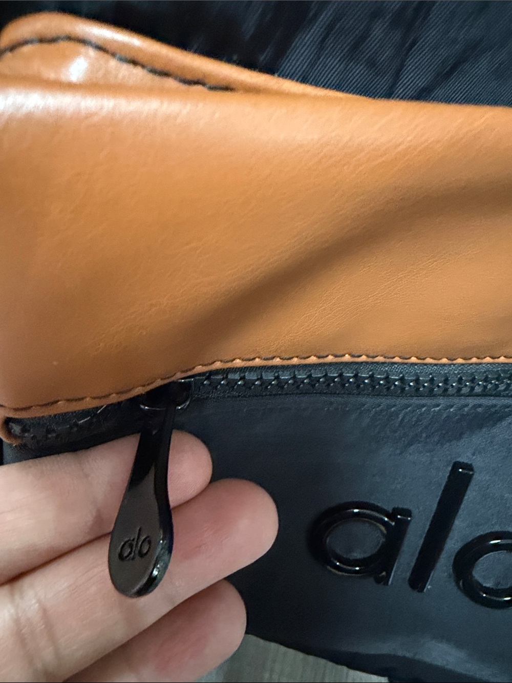 ALO Yoga Black Backpack with Brown Front Accent - Picture 3 of 4